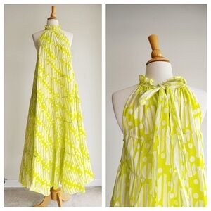 NWT RHODE RESORT Julia Dress in Chartreuse Batik S